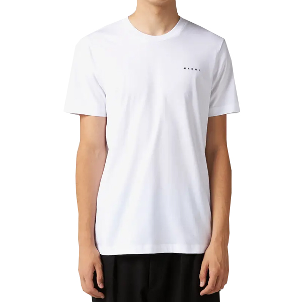 마르니 로고 오가닉 코튼 티셔츠 WHITE HUMU0198X1