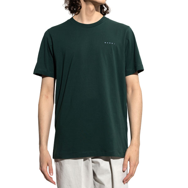 마르니 로고 오가닉 코튼 티셔츠 GREEN HUMU0198X1